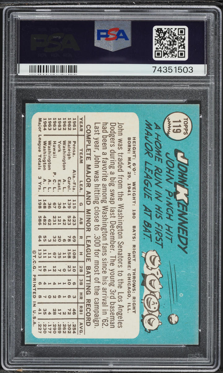 1965 Topps John Kennedy #119 PSA 8 NM-MT