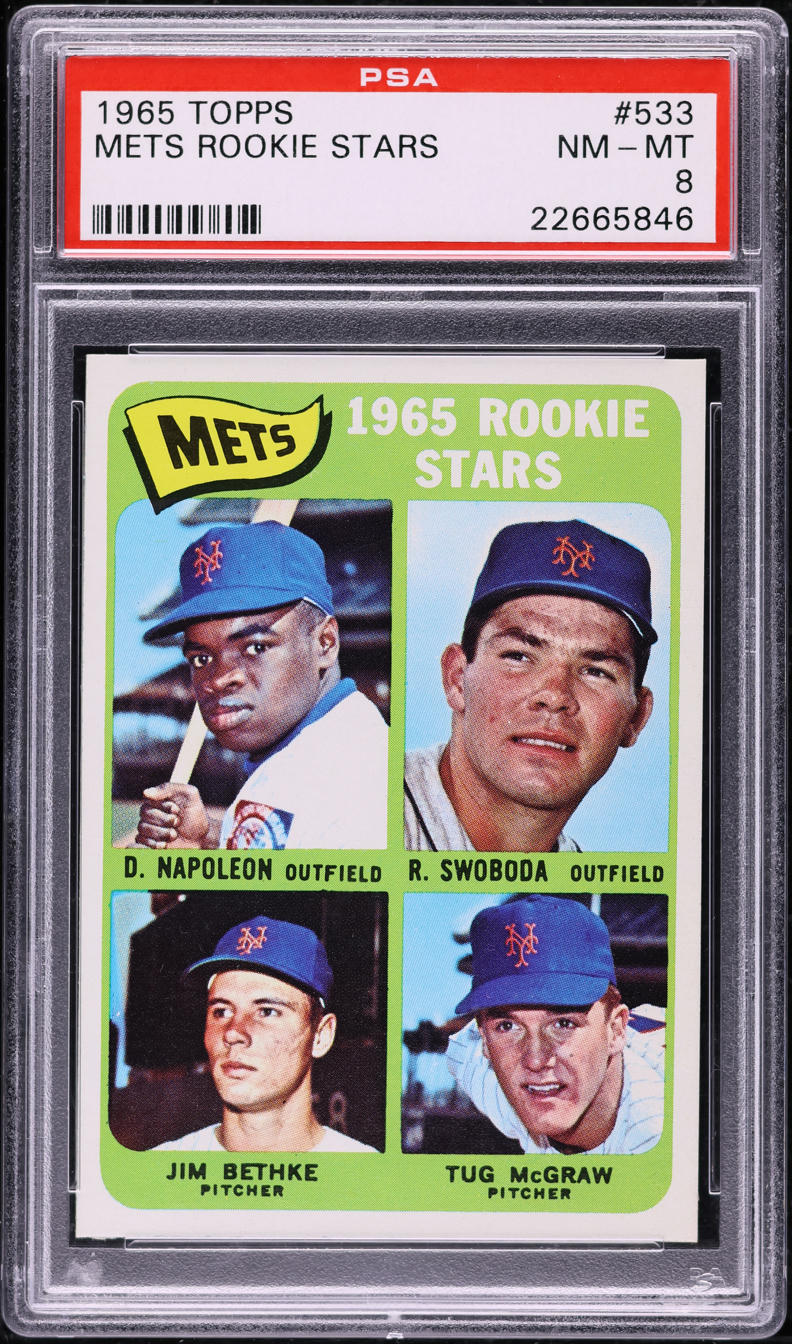 1965 Topps Tug McGraw & Ron Swoboda ROOKIE #533 PSA 8 NM-MT