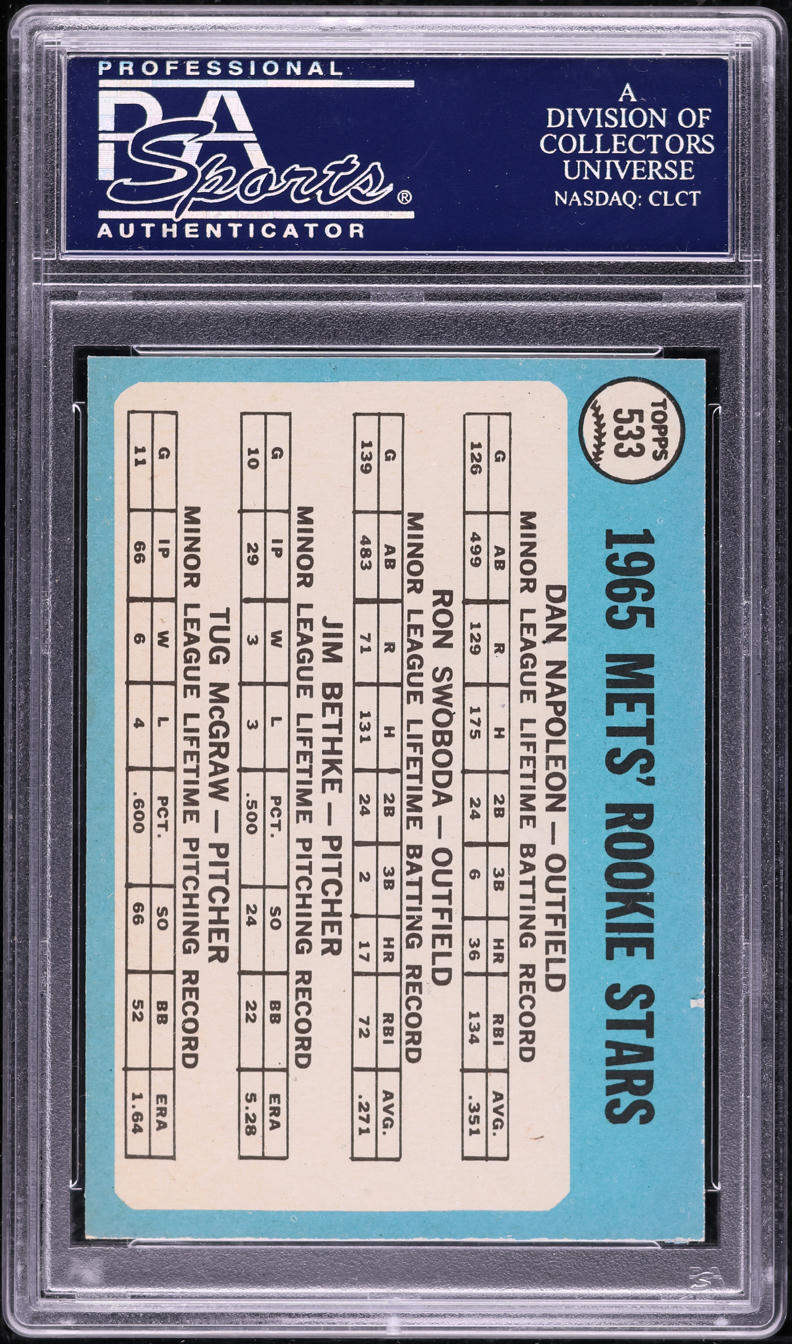 1965 Topps Tug McGraw & Ron Swoboda ROOKIE #533 PSA 8 NM-MT
