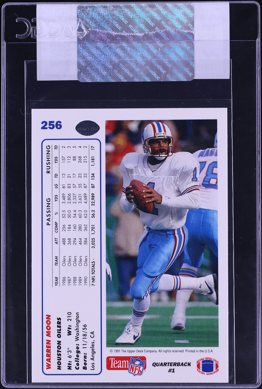 1991 Upper Deck Football Warren Moon #256 CGC AUTH