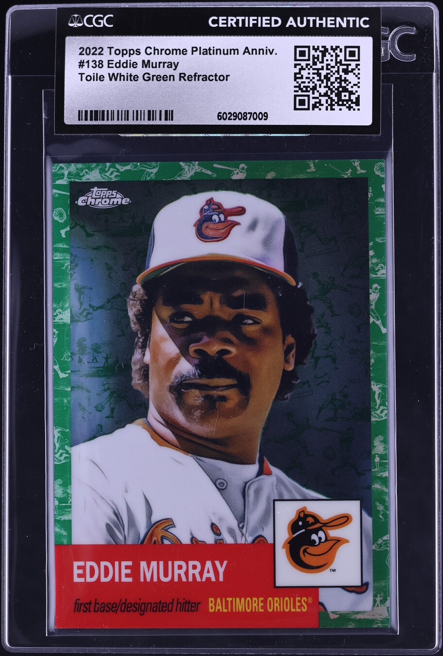 2022 Topps Chrome Platinum Anniversary White Green Eddie Murray /99 CGC AUTH