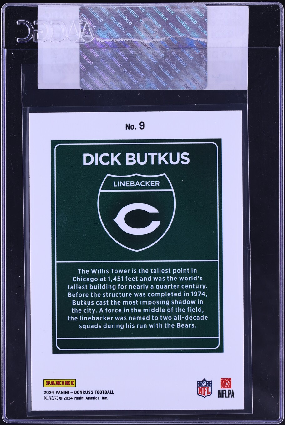 2024 Donruss Downtown Dick Butkus #9 CGC AUTH