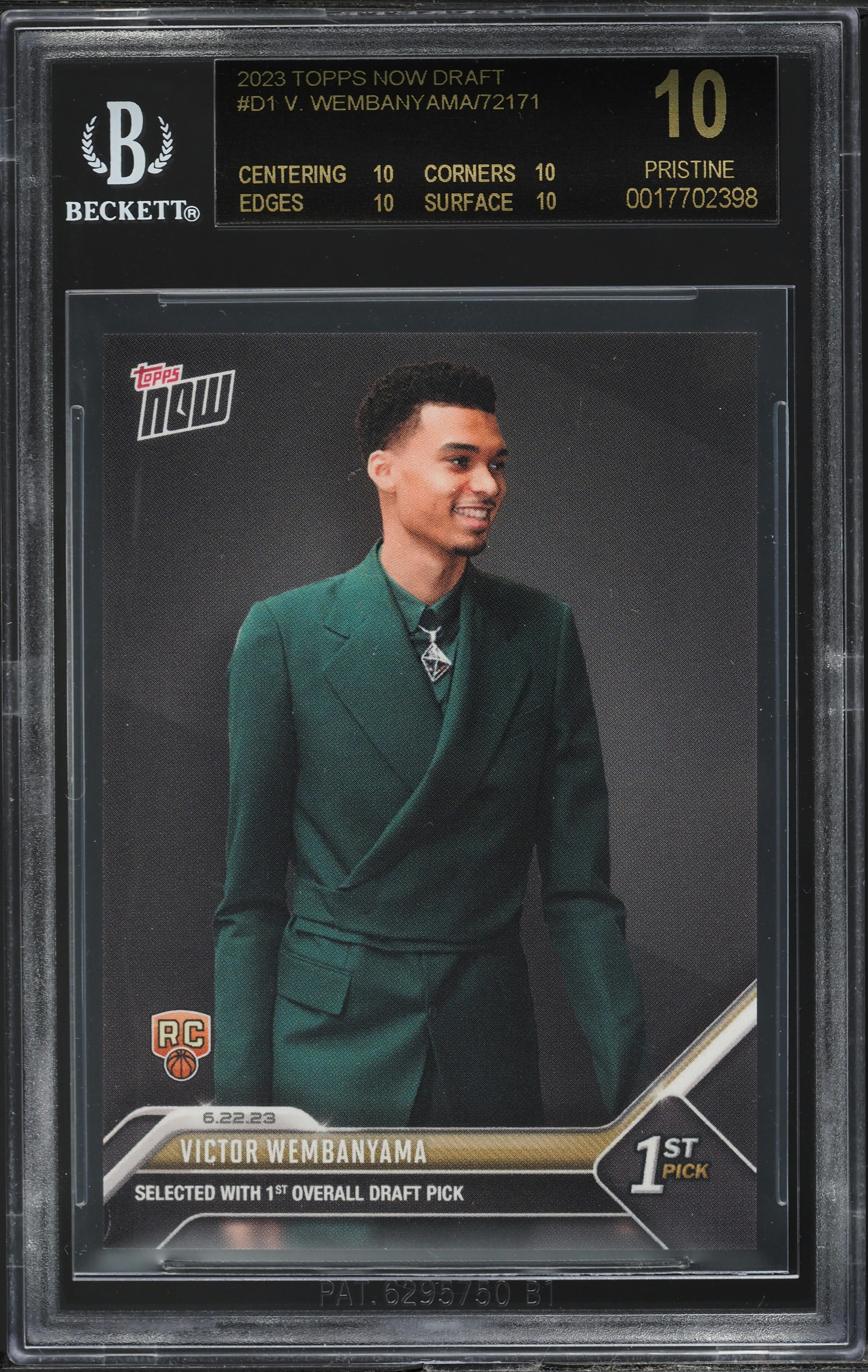 2023 Topps Now Draft Victor Wembanyama ROOKIE #D-1 BGS 10 PRISTINE