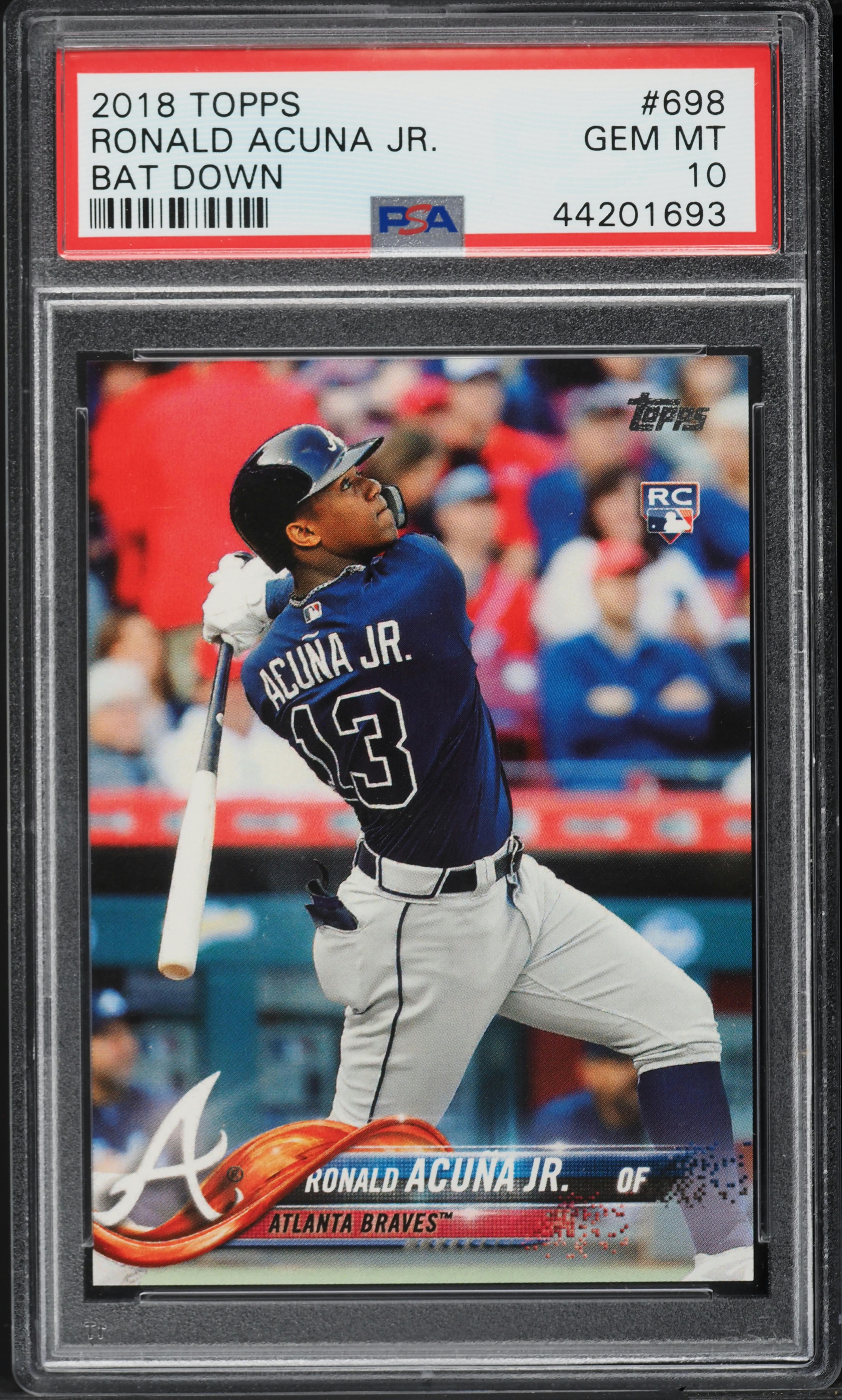2018 Topps Bat Down Ronald Acuna Jr. ROOKIE #698 PSA 10 GEM MINT