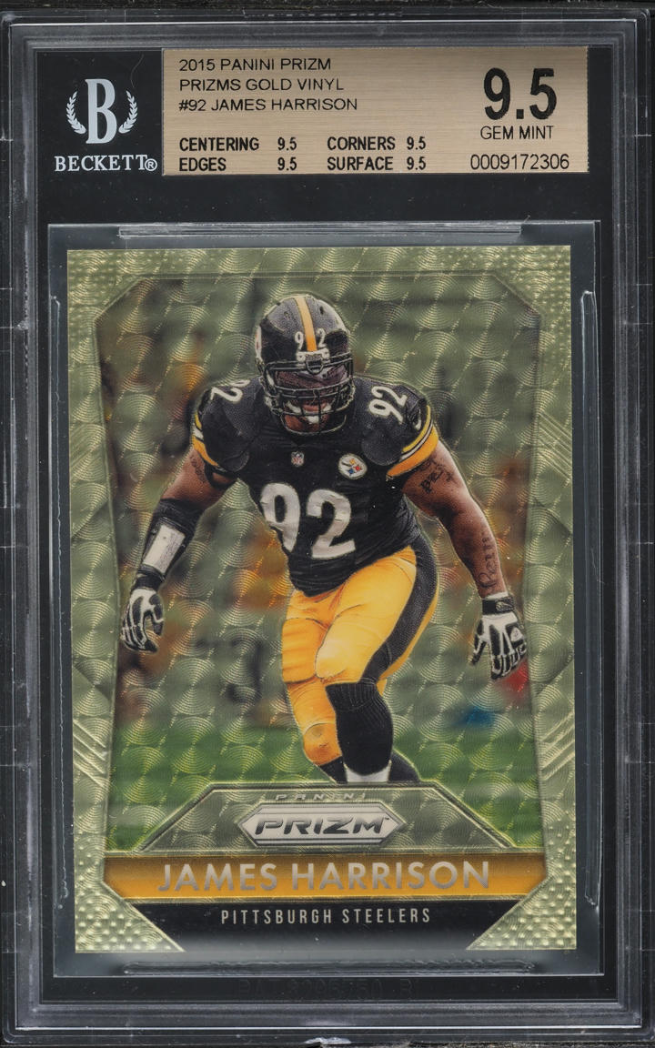 2015 Panini Prizm Gold Vinyl James Harrison 5/5 #92 BGS 9.5 GEM MINT