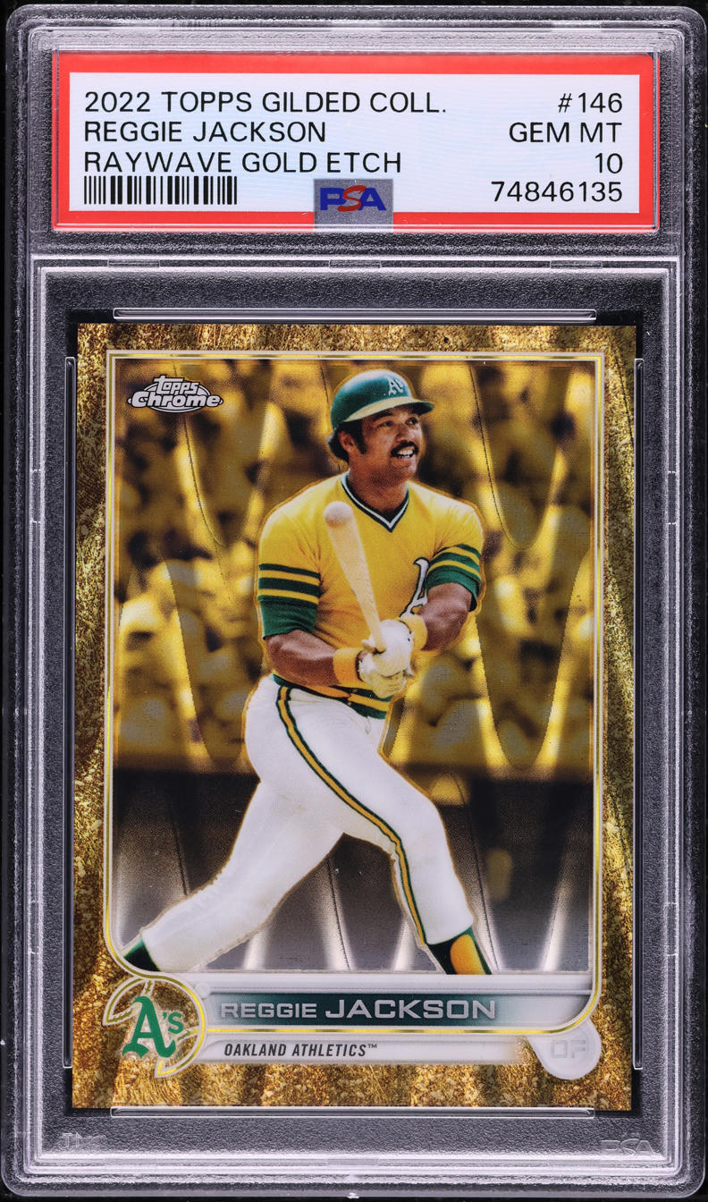 2022 Topps Gilded Collection Raywave Gold Etch Reggie Jackson /25 #146 PSA 10