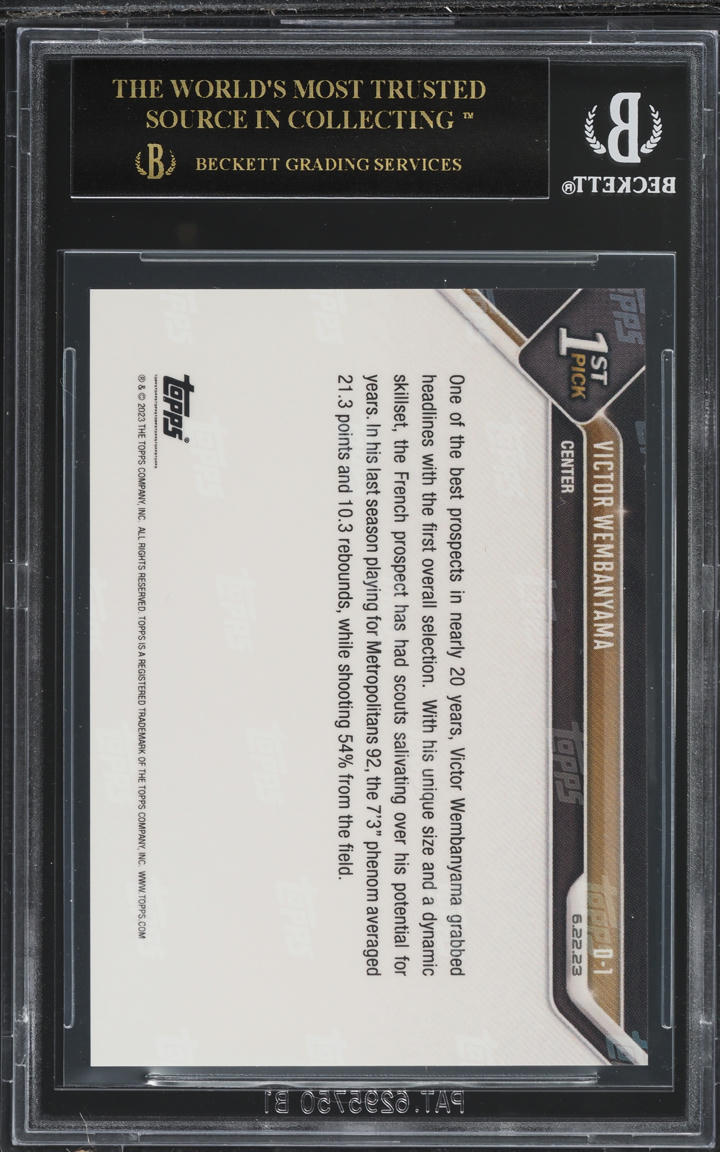 2023 Topps Now Draft Victor Wembanyama ROOKIE #D-1 BGS 10 PRISTINE, BLACK LABEL