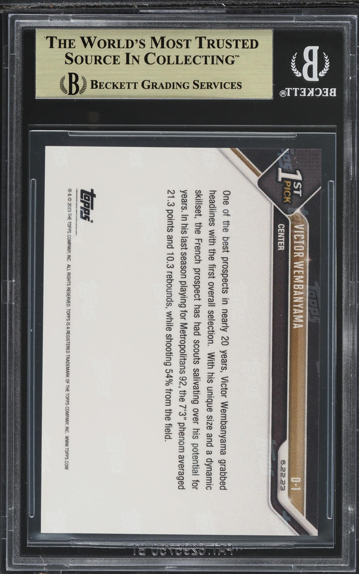 2023 Topps Now Draft Victor Wembanyama ROOKIE #D-1 BGS 9.5 GEM MINT
