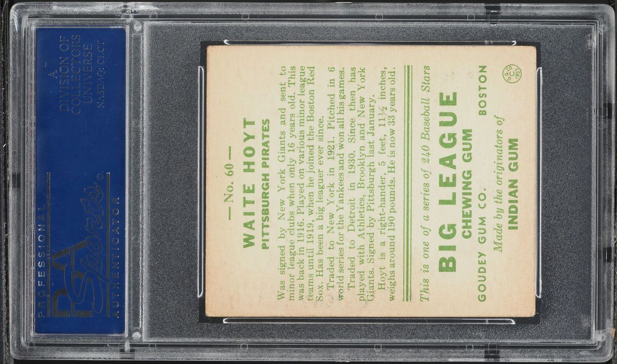 1933 Goudey Waite Hoyt #60 PSA 5 EX