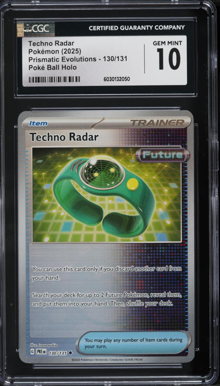 2025 Pokemon SV Prismatic Evolutions Poke Ball Holo Techno Radar #130 CGC 10 GEM