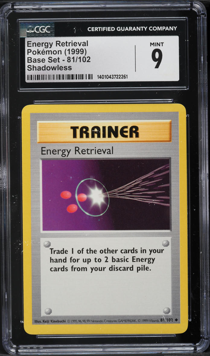 1999 Pokemon Base Set Shadowless Energy Retrieval #81 CGC 9 MINT