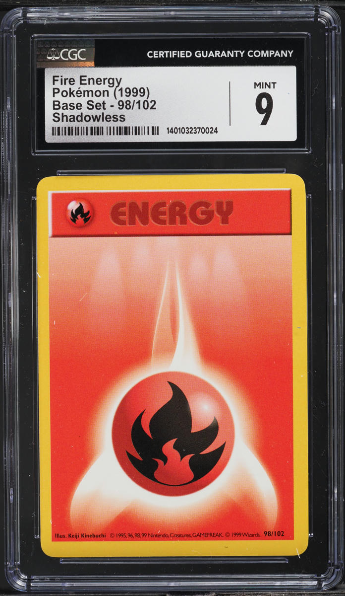 1999 Pokemon Base Set Shadowless Fire Energy #98 CGC 9 MINT