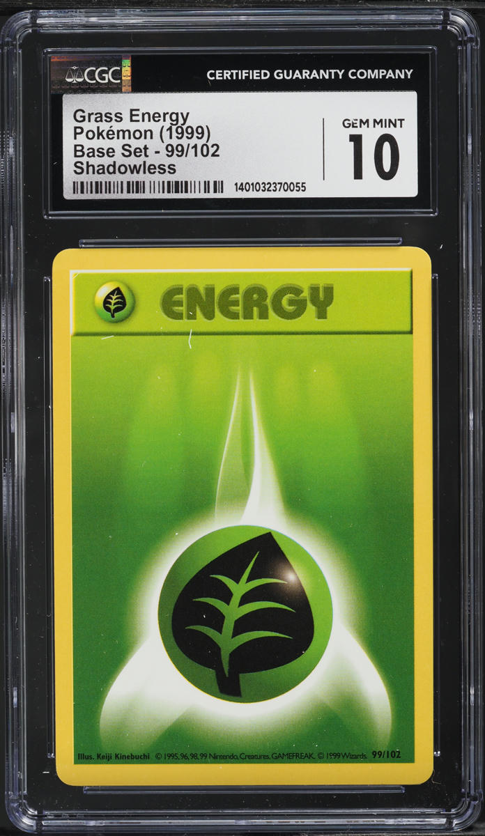 1999 Pokemon Base Set Shadowless Grass Energy #99 CGC 10 GEM MINT