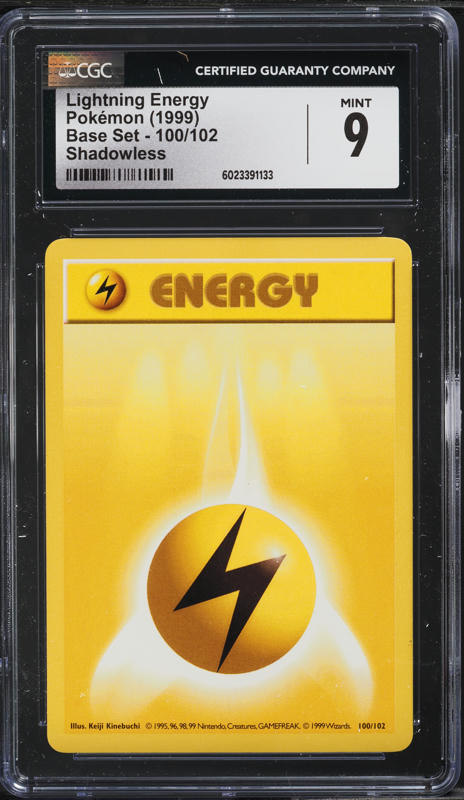 1999 Pokemon Base Set Shadowless Lightning Energy #100 CGC 9 MINT