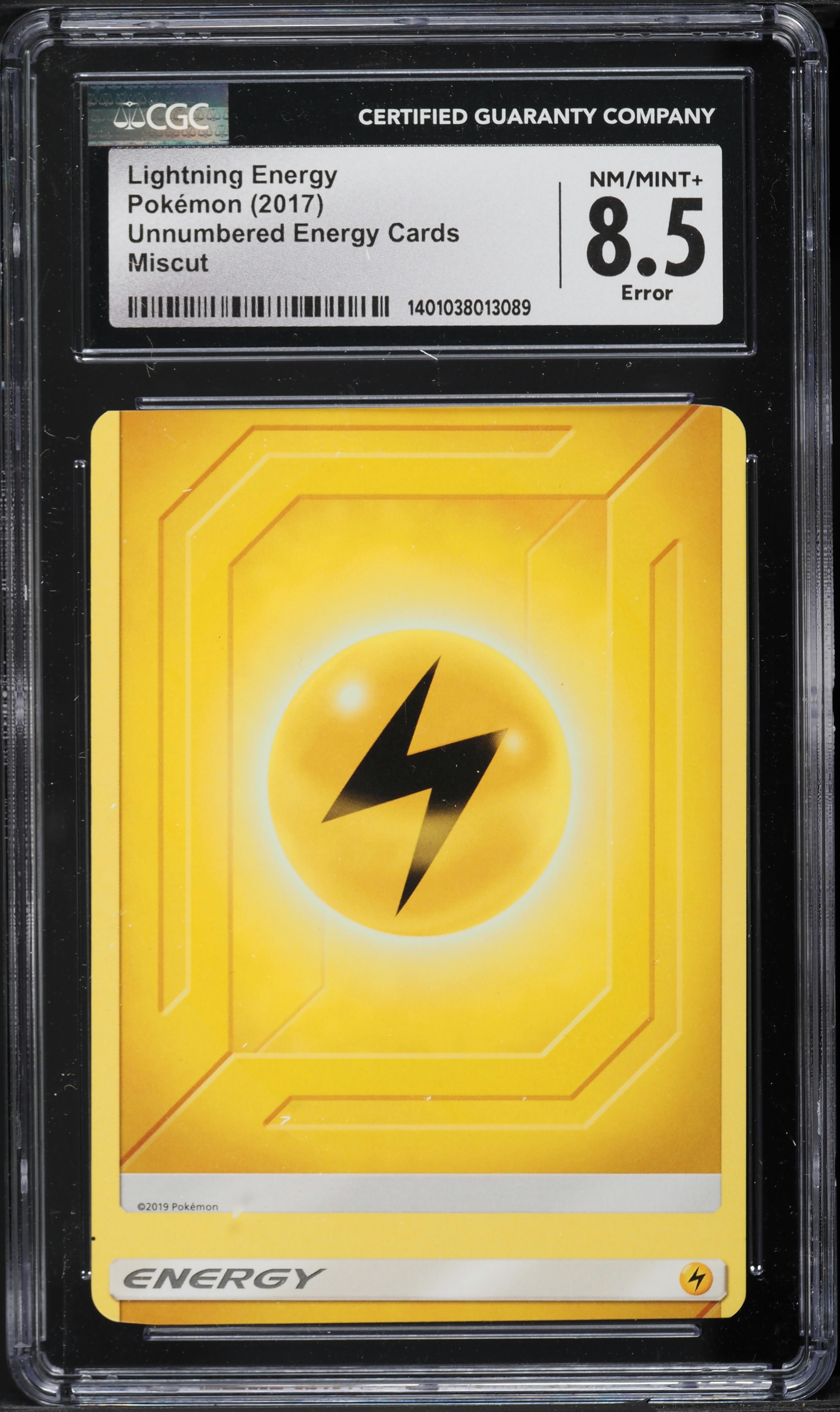 2017 Pokemon SM Unnumbered Energy Cards Error Lightning Energy CGC 8.5  NM-MT+ on Fanatics Collect