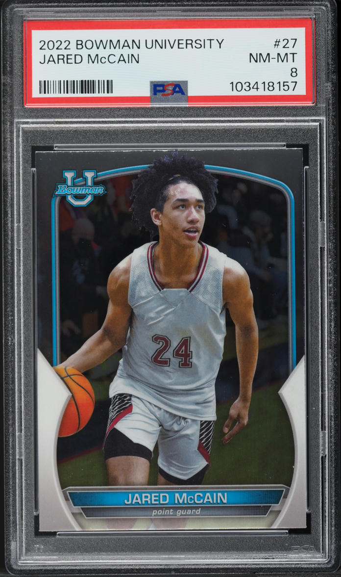 2022 Bowman Chrome University Jared McCain ROOKIE #27 PSA 8 NM-MT