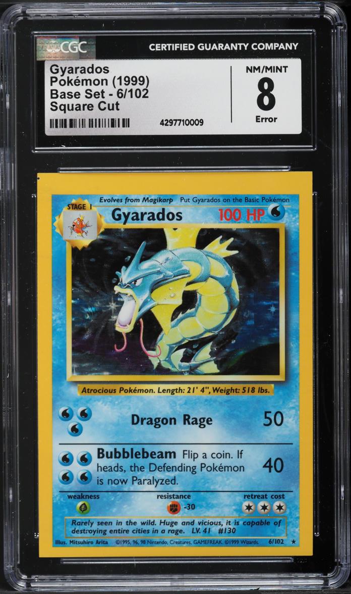 1999 Pokemon Base Set Holo Error Gyarados #6 CGC 8 NM-MT
