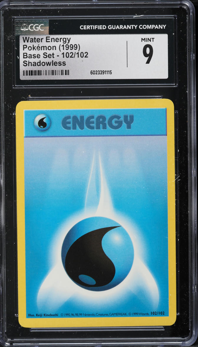 1999 Pokemon Base Set Shadowless Water Energy #102 CGC 9 MINT