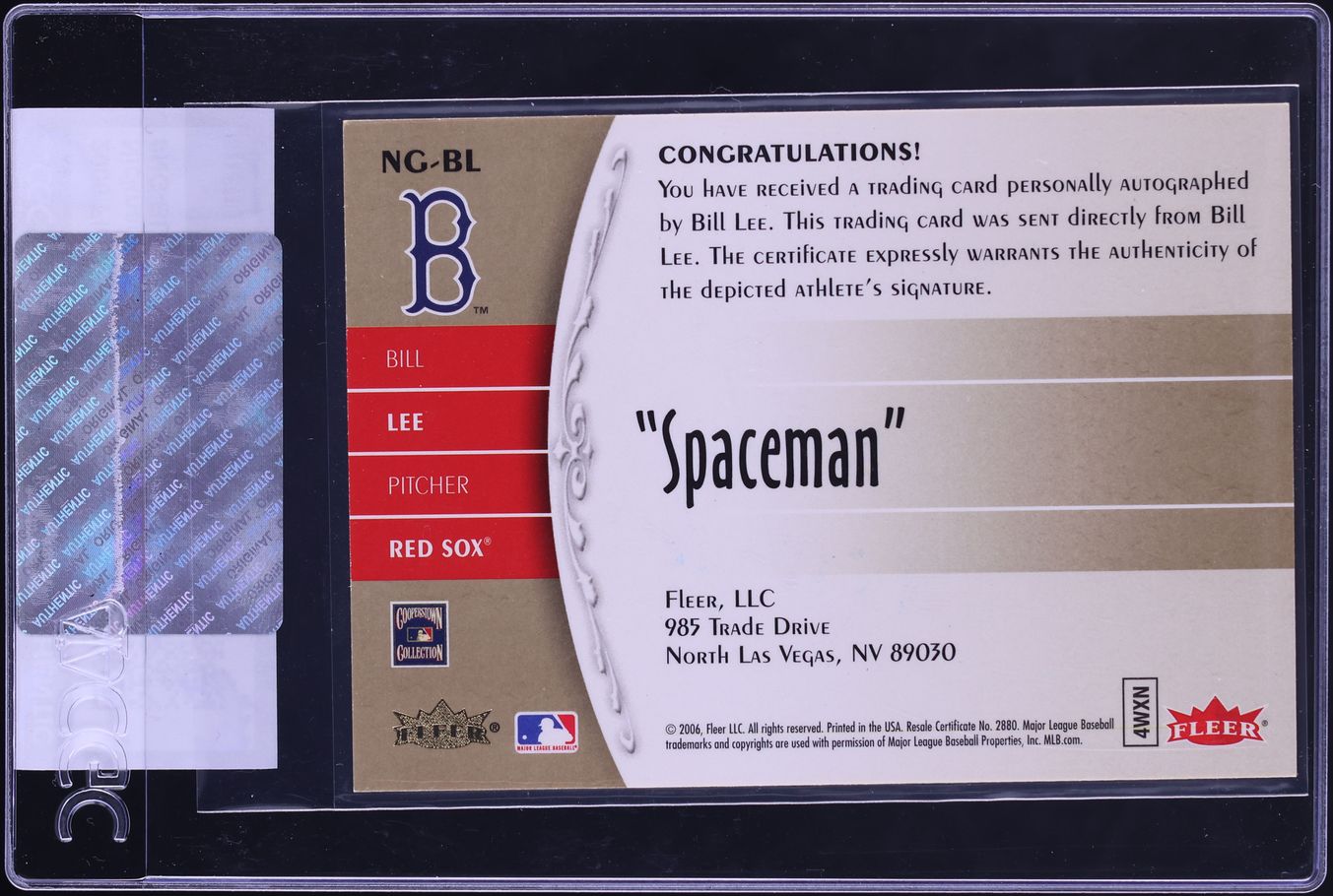 2006 Fleer Greats Of The Game Nickname Greats Bill Lee AUTO #NG-BL CGC AUTH