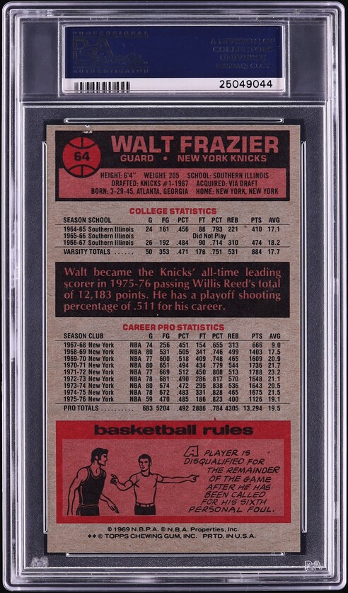 1976 Topps Basketball Walt Frazier #64 PSA 7 NRMT
