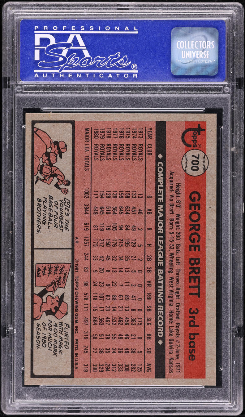 1981 Topps George Brett ALL-STAR #700 PSA 9 MINT on Fanatics Collect
