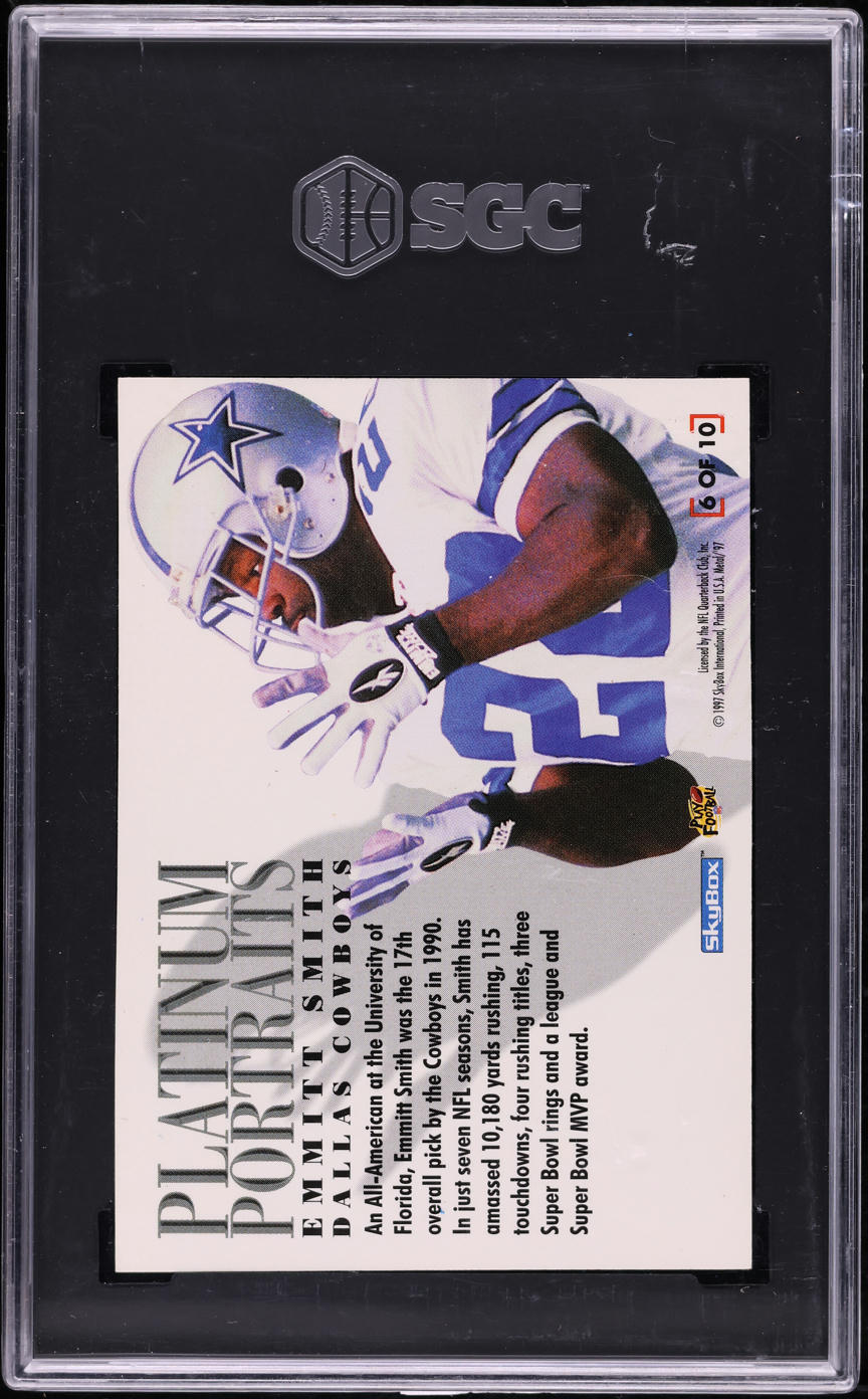 1997 Metal Universe Platinum Portraits Emmitt Smith #6 SGC 8.5 NM-MT+