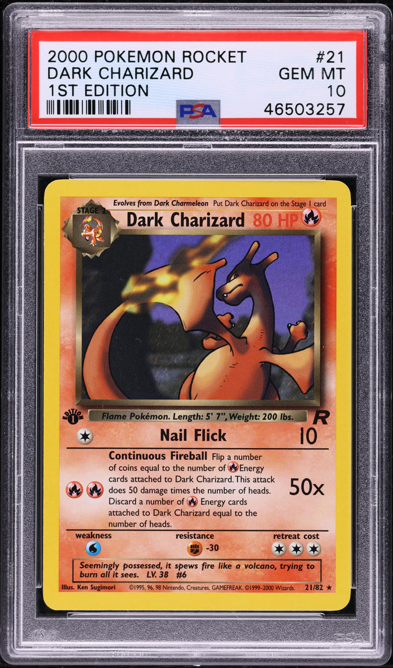 2000 Pokemon Team Rocket 1st Edition Dark Charizard #21 PSA 10 GEM MINT