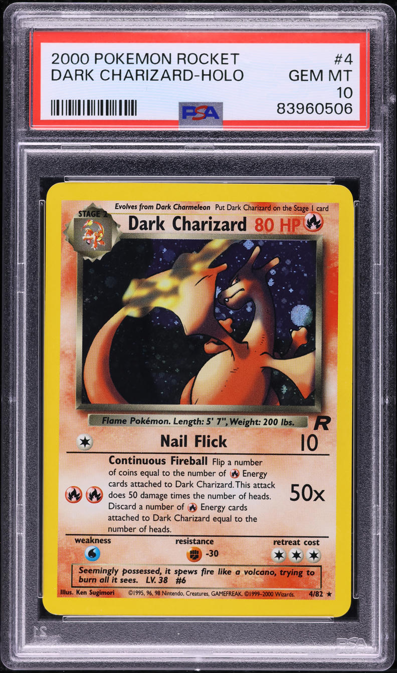 2000 Pokemon Team Rocket Holo Dark Charizard #4 PSA 10 GEM MINT on