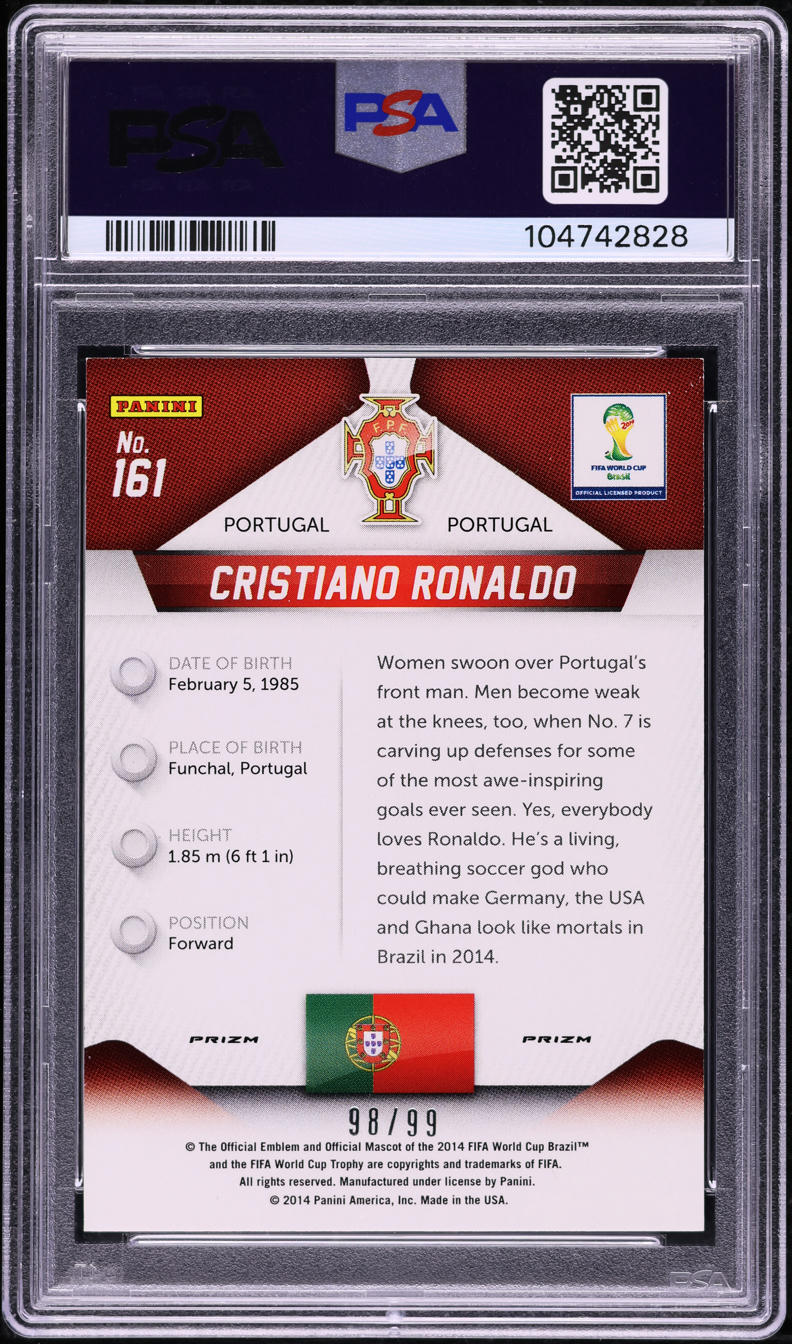 2014 Panini Prizm World Cup Purple Cristiano Ronaldo /99 #161 PSA 7 NRMT