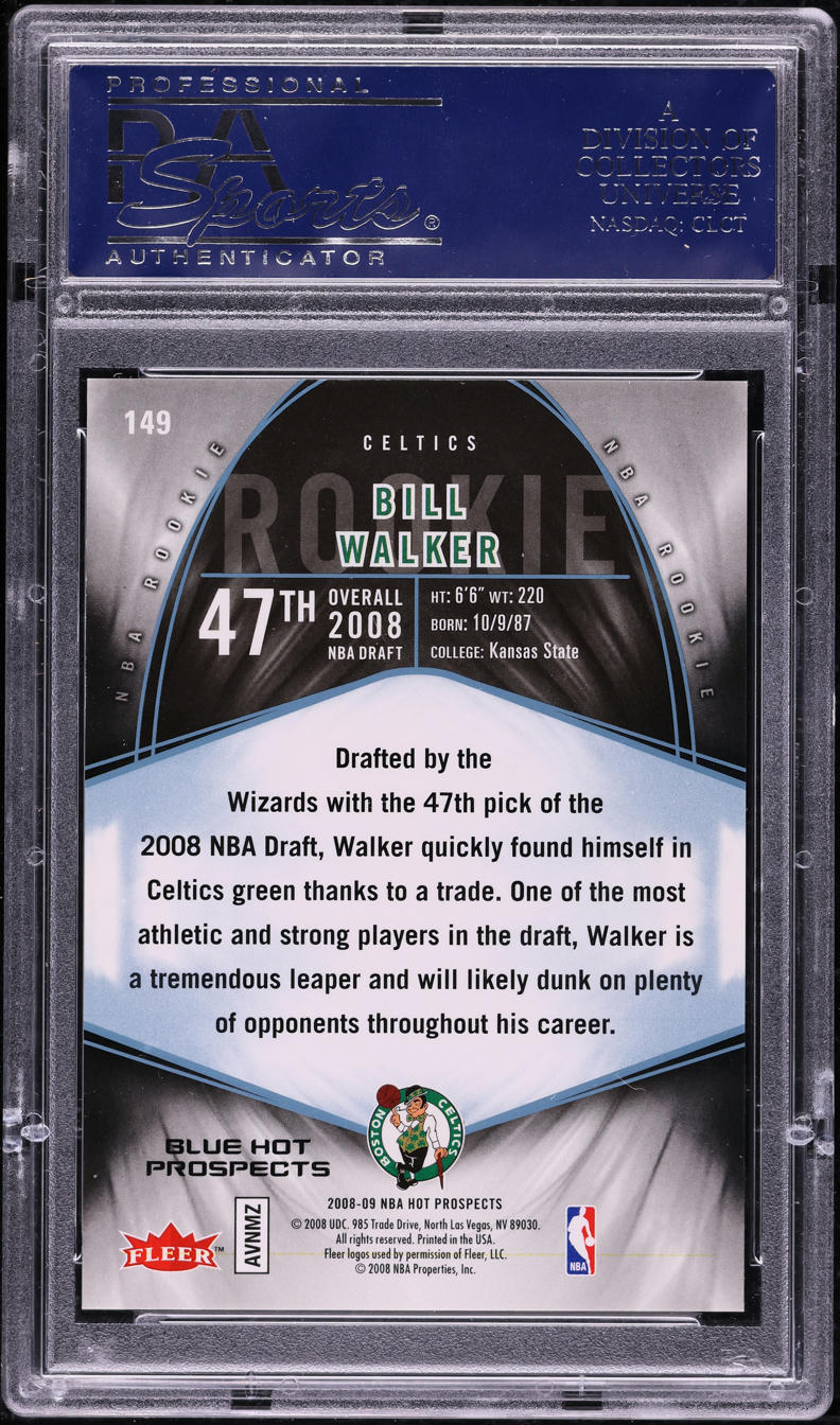 2008 Fleer Hot Prospects Blue Bill Walker ROOKIE #149 PSA 8 NM-MT