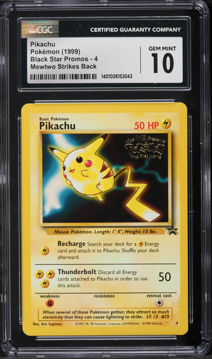 1999 Pokemon Movie Black Star Promo Pikachu #4 CGC 10 GEM MINT on