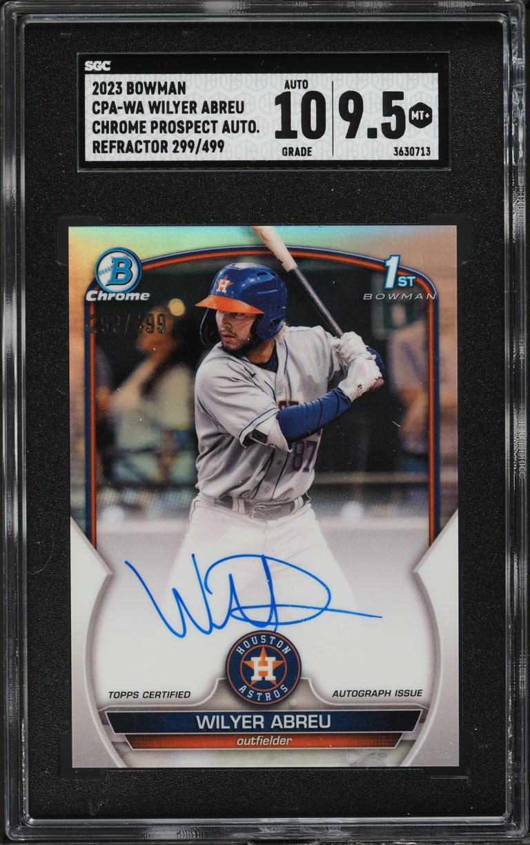 2023 Bowman Chrome Refractor Wilyer Abreu PROSPECT AUTO /499 #CPA-WA SGC 9.5