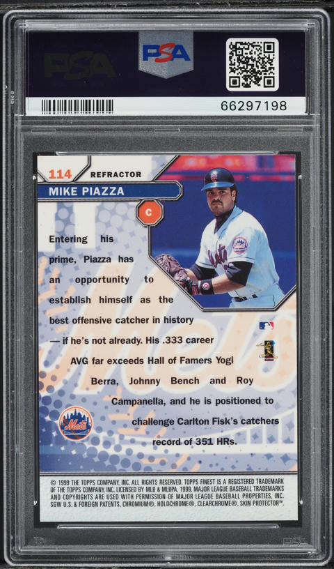1999 Finest Refractor Mike Piazza #114 PSA 10 GEM MINT on Fanatics