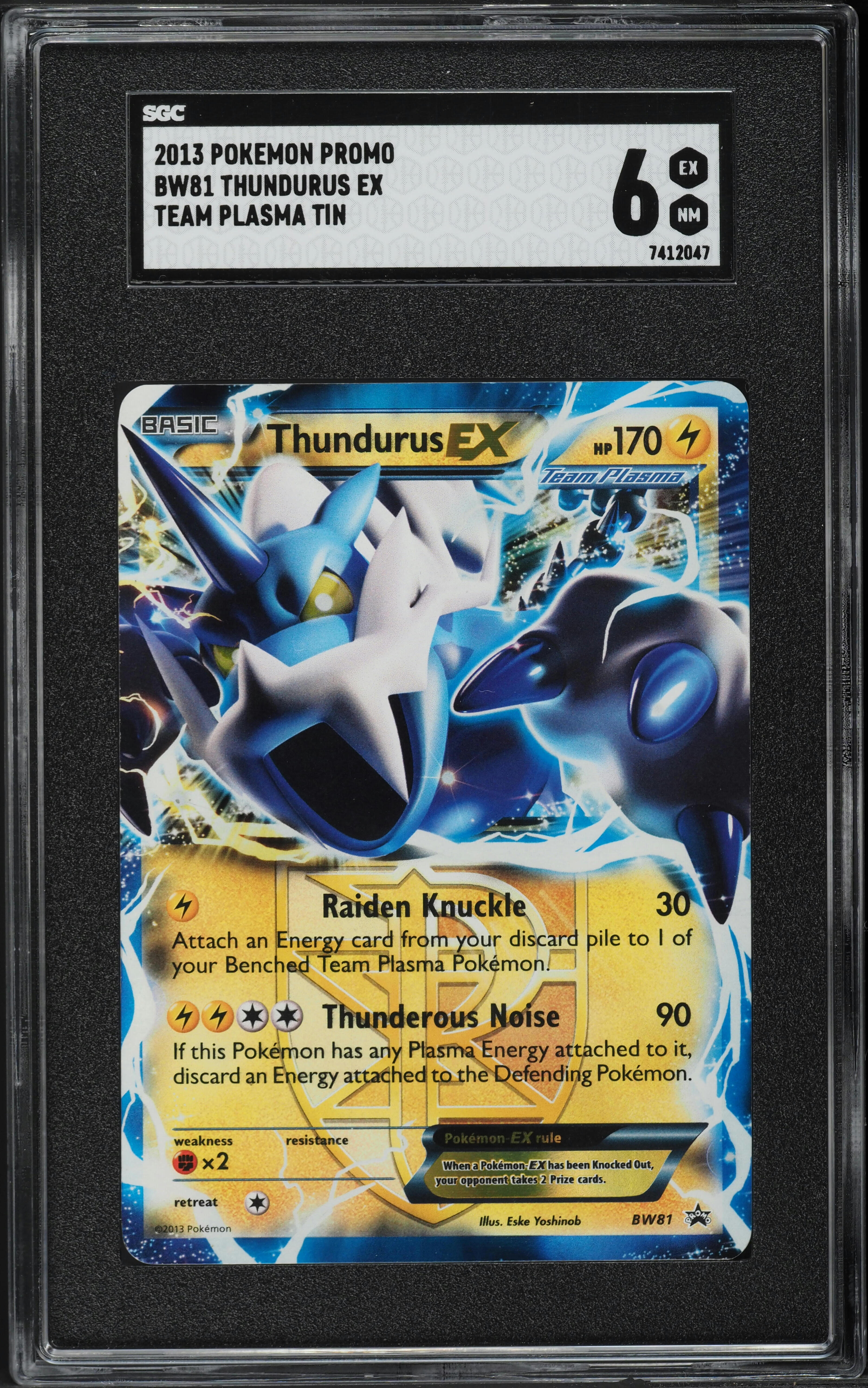 2013 Pokemon BW Black Star Promo Team Plasma Tin Thundurus EX #BW81 SGC 6 EXMT on Fanatics Collect 2013 Pokemon BW Black Star Promo Team Plasma Tin Thundurus EX #BW81 SGC 6 EXMT on Fanatics Collect