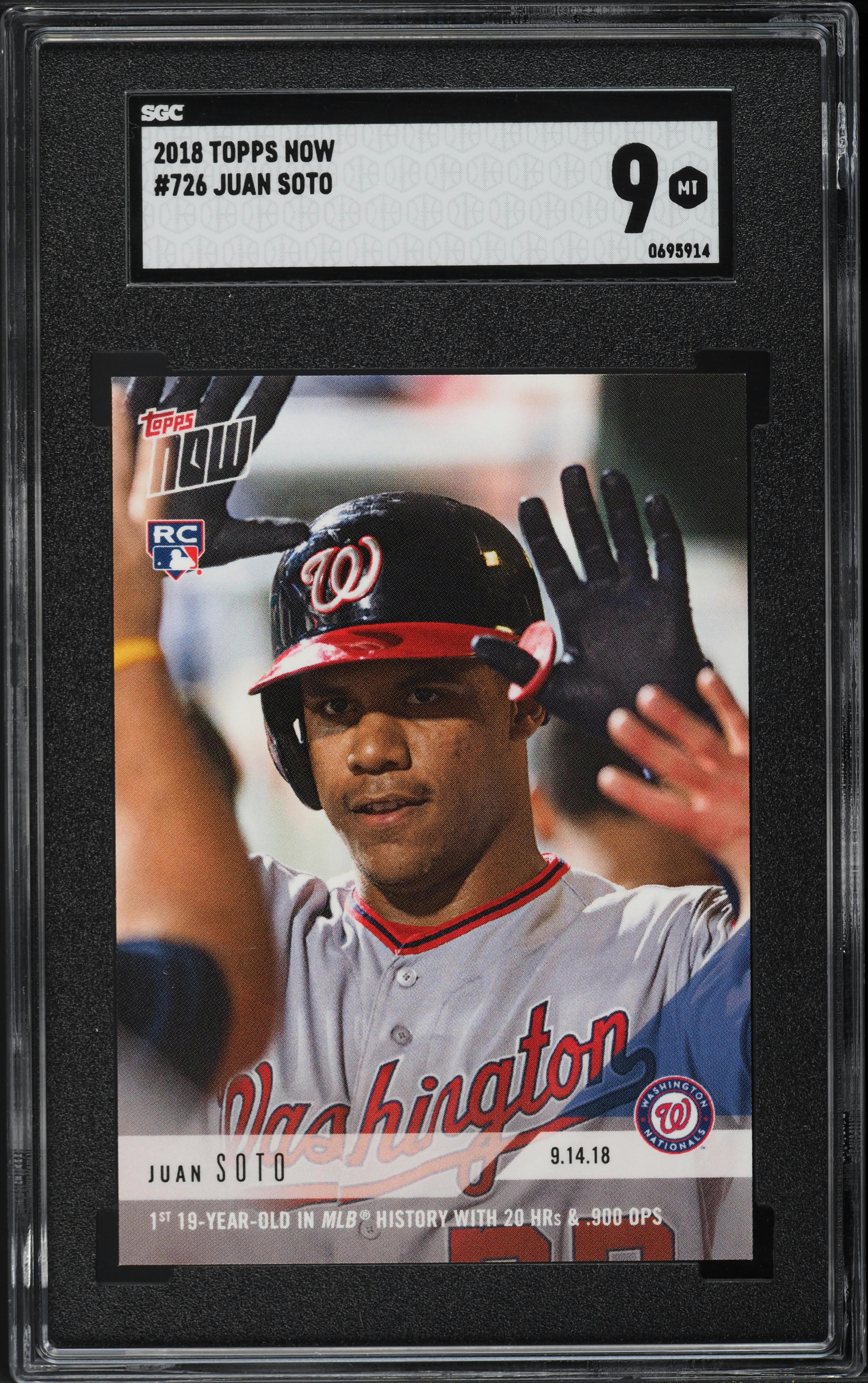 2018 Topps Now Juan Soto ROOKIE #726 SGC 9 MINT on Fanatics Collect