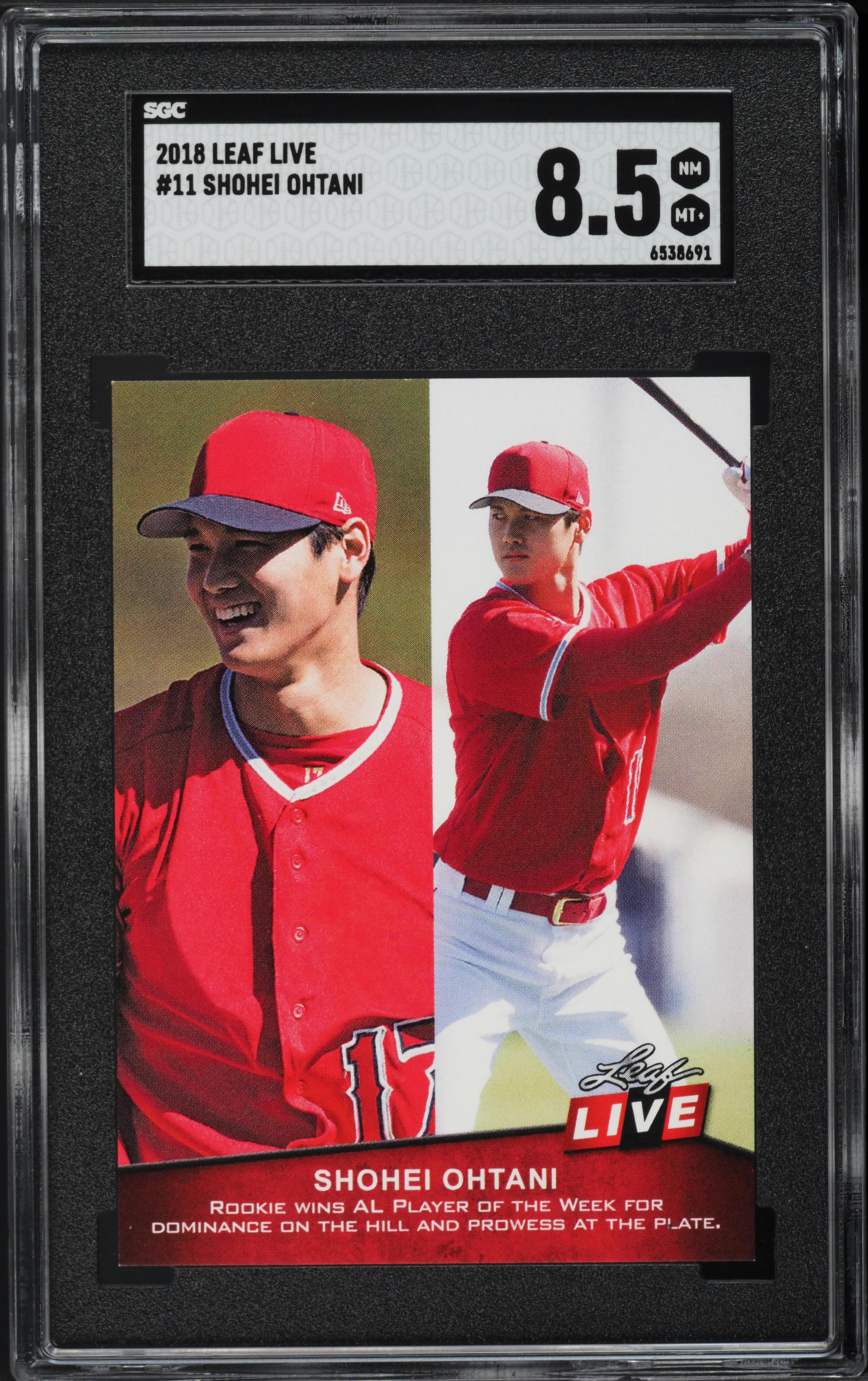 2018 Leaf Live Shohei Ohtani ROOKIE #11 SGC 8.5 NM-MT+ on Fanatics 