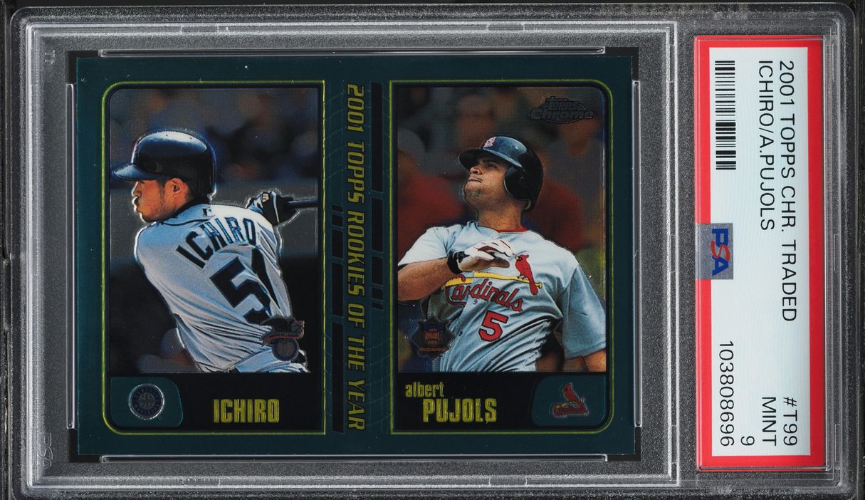 2001 Topps Chrome Traded Ichiro Suzuki & Albert Pujols ROOKIE #T99 PSA 9 MINT