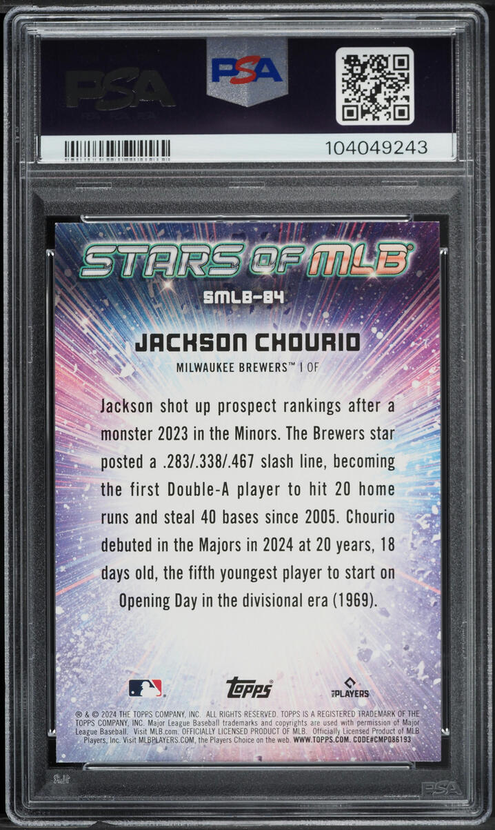 2024 Topps Stars Of MLB Jackson Chourio ROOKIE #SMLB-84 PSA 9 MINT