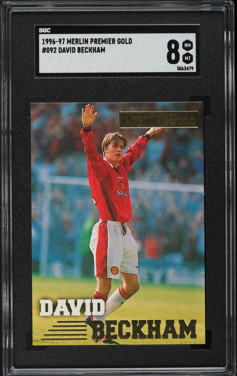 1996 Merlin Premier Gold David Beckham ROOKIE #92 SGC 8 NM-MT