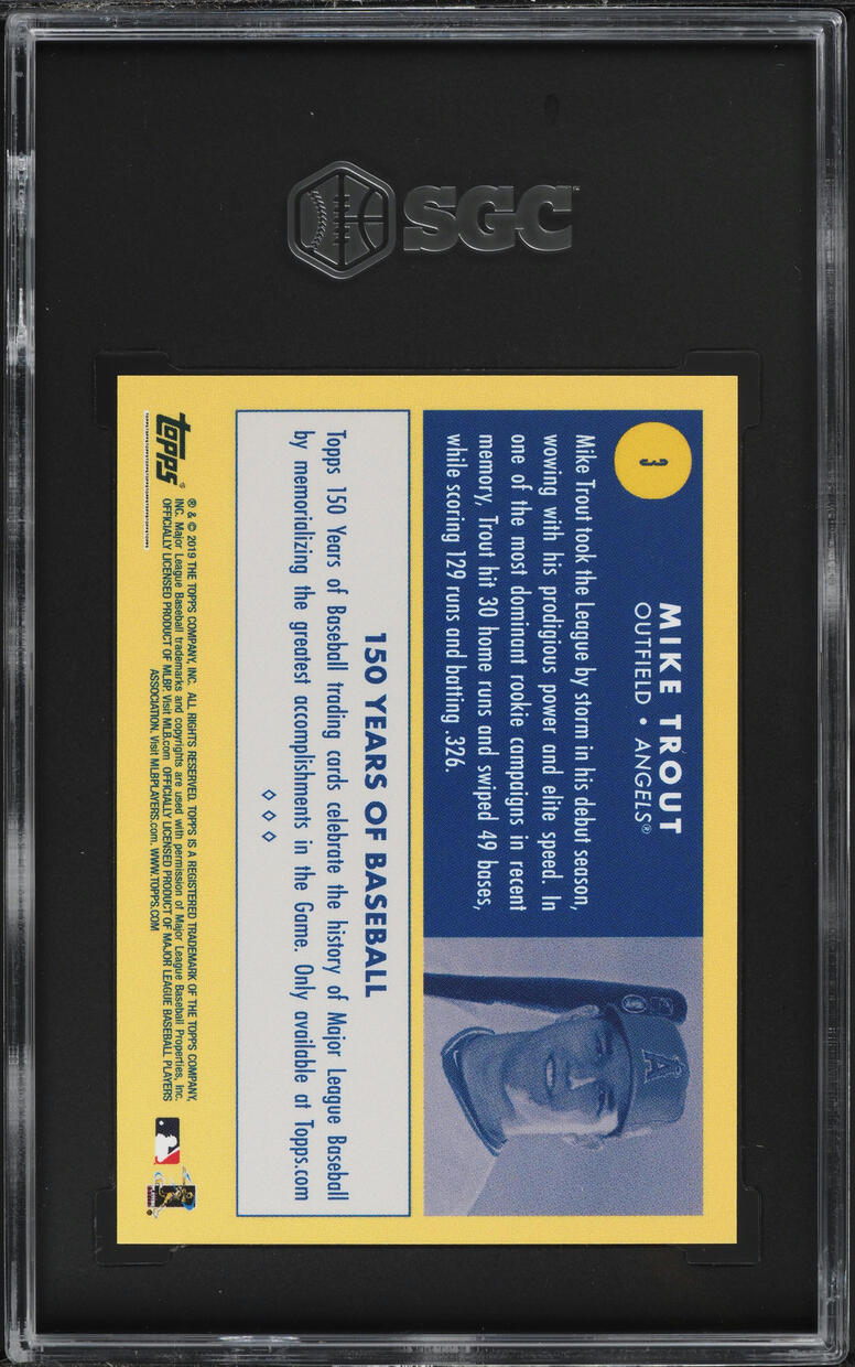 2019 Topps 150 Years Of Baseball Mike Trout #3 SGC 9.5 MINT+