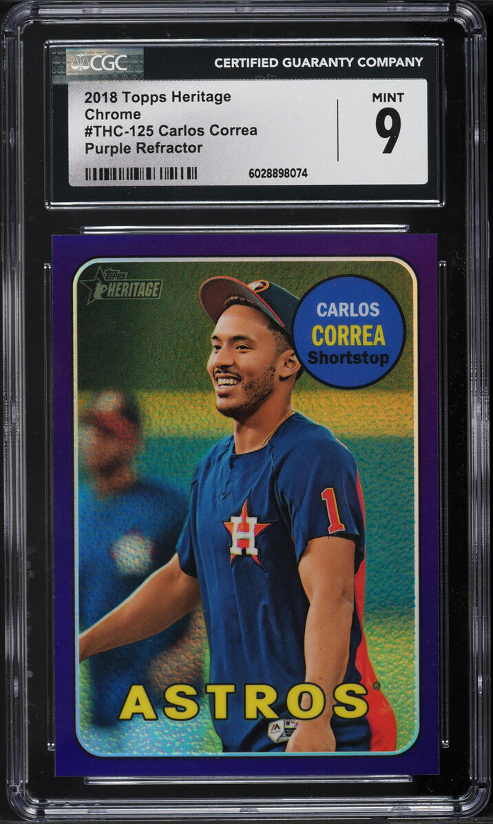 2018 Topps Heritage Chrome Purple Refractor Carlos Correa #THC-125 CGC 9 MINT