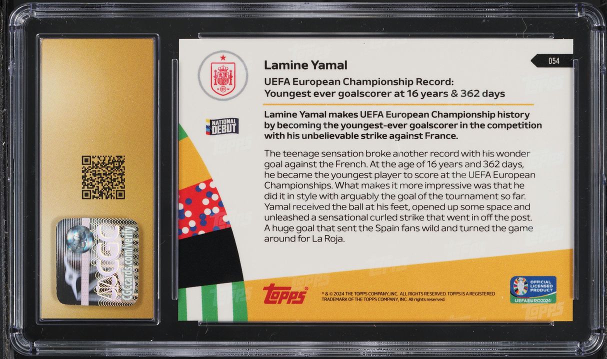 2024 Topps Now UEFA Euro Lamine Yamal ROOKIE #054 CGC 10 PRISTINE