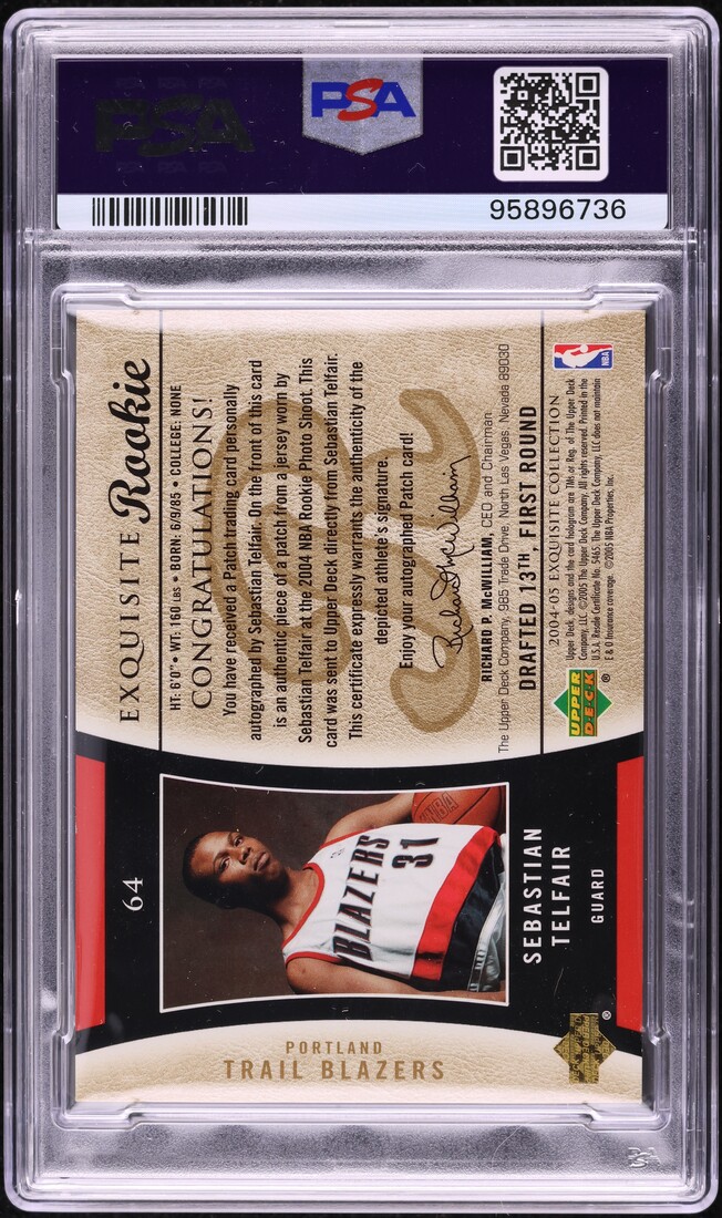 2004 Exquisite Collection Gold Sebastian Telfair ROOKIE PATCH AUTO 