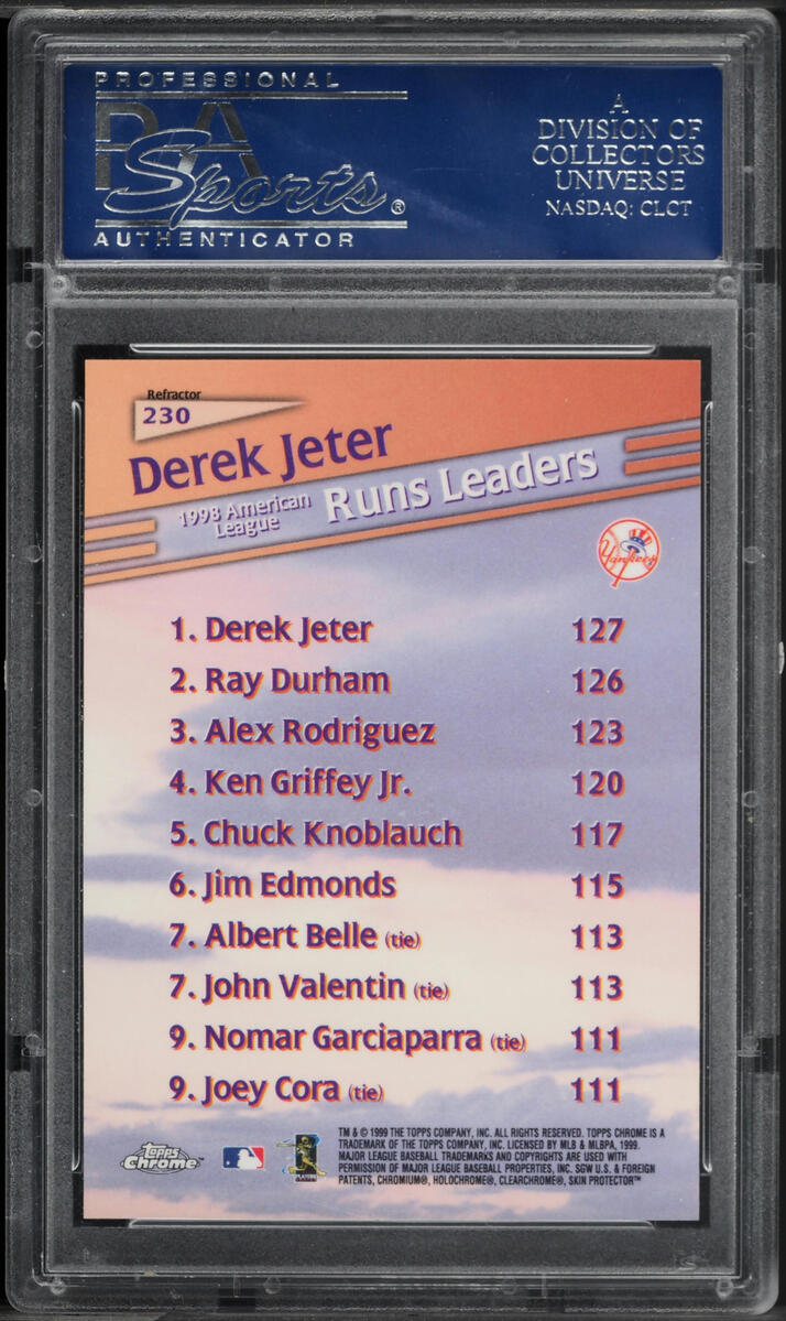 1999 Topps Chrome Refractor Derek Jeter #230 PSA 10 GEM MINT