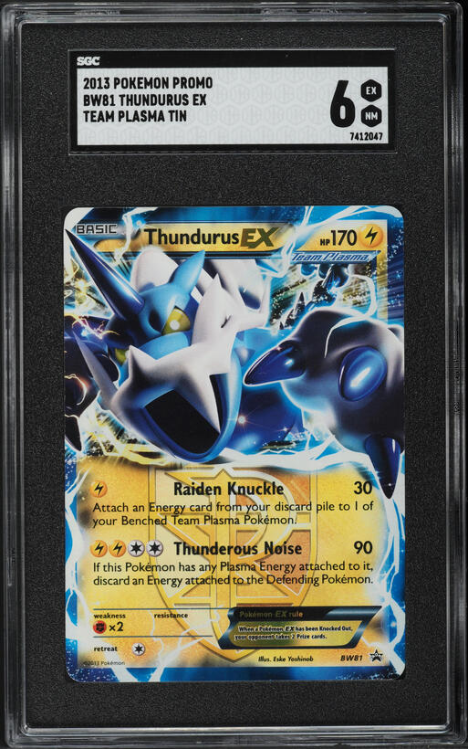 2013 Pokemon BW Black Star Promo Team Plasma Tin Thundurus EX #BW81 SGC 6 EXMT