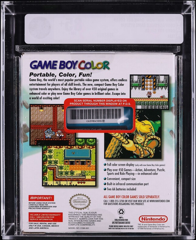 Game Boy Color Console Teal (Nintendo Game Boy GBC) VGA 85+ Sealed