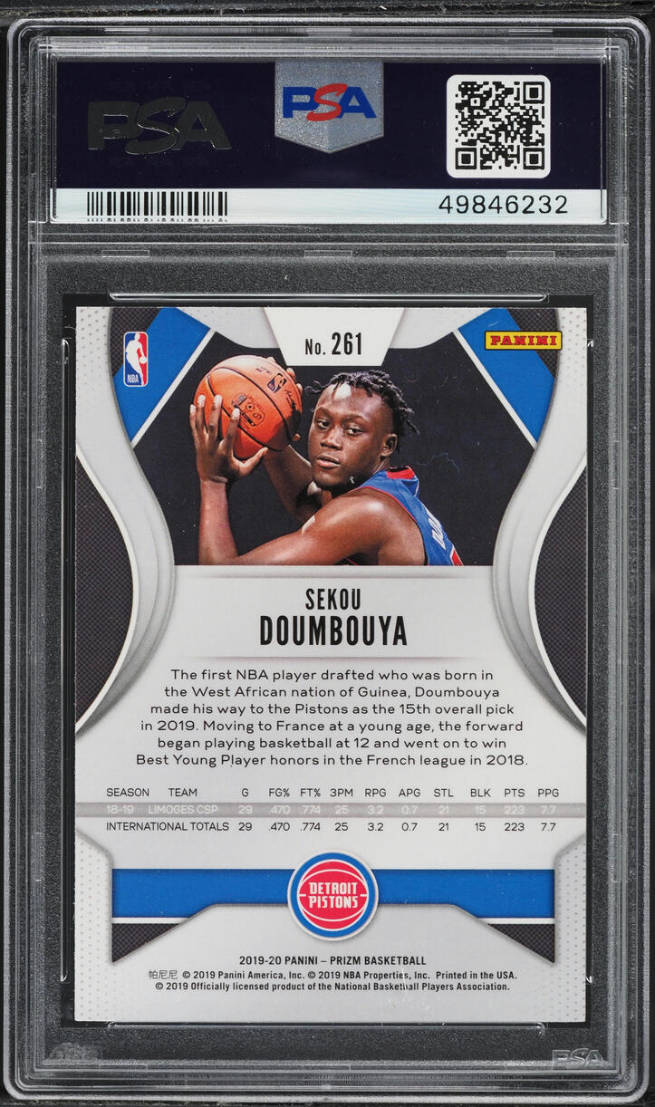 2019 Panini Prizm Sekou Doumbouya ROOKIE #261 PSA 9 MINT
