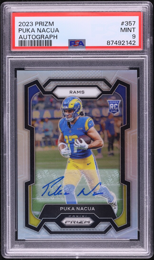 2023 Panini Prizm Puka Nacua ROOKIE AUTO #357 PSA 9 MINT