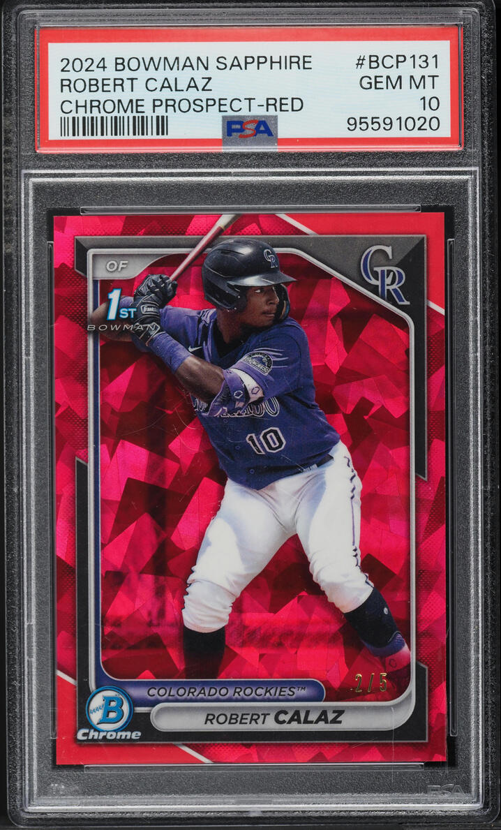 2024 Bowman Sapphire Edition Chrome Red Robert Calaz /5 #BCP131 PSA 10 GEM MINT