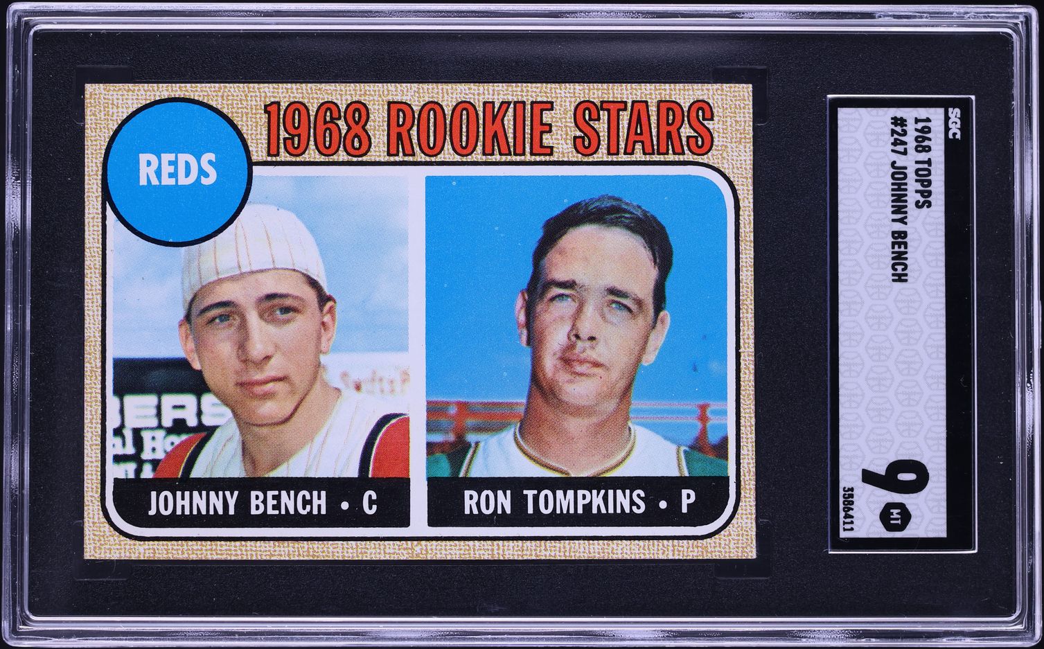 1968 Topps Johnny Bench ROOKIE #247 SGC 9 MINT